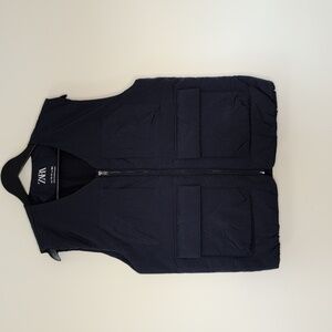 Zara Navy Blue Utility Puffer Vest Size Large